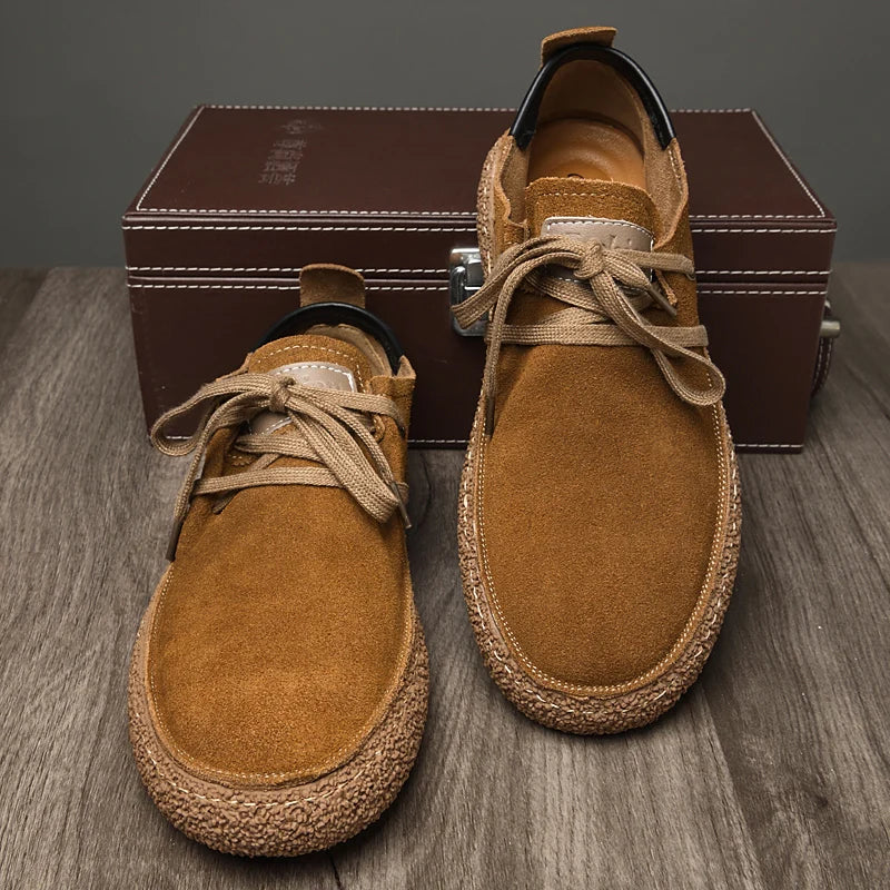 2025 Men's Fashion Leather Shoes High Gloss Suede Autumn Winter Business Casual Shoes Soft Lining Comfortable Shoes Size 38-45
