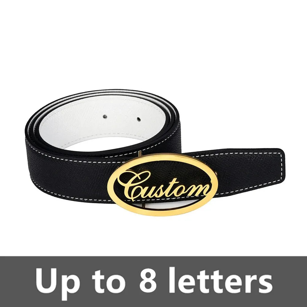 Mens Name Belt Buckle Personalized Jewelry Fashion Dress Belt for Dad Husband Gift Custom Letter LOGO Unisex Belt Buckle