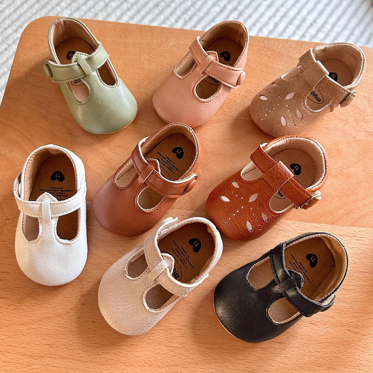 Infant Baby Girls Mary Jane Shoes Non-Slip Rubber Sole Ballet Slippers Princess Dress Wedding Shoes Newborn Crib Shoes First Wal