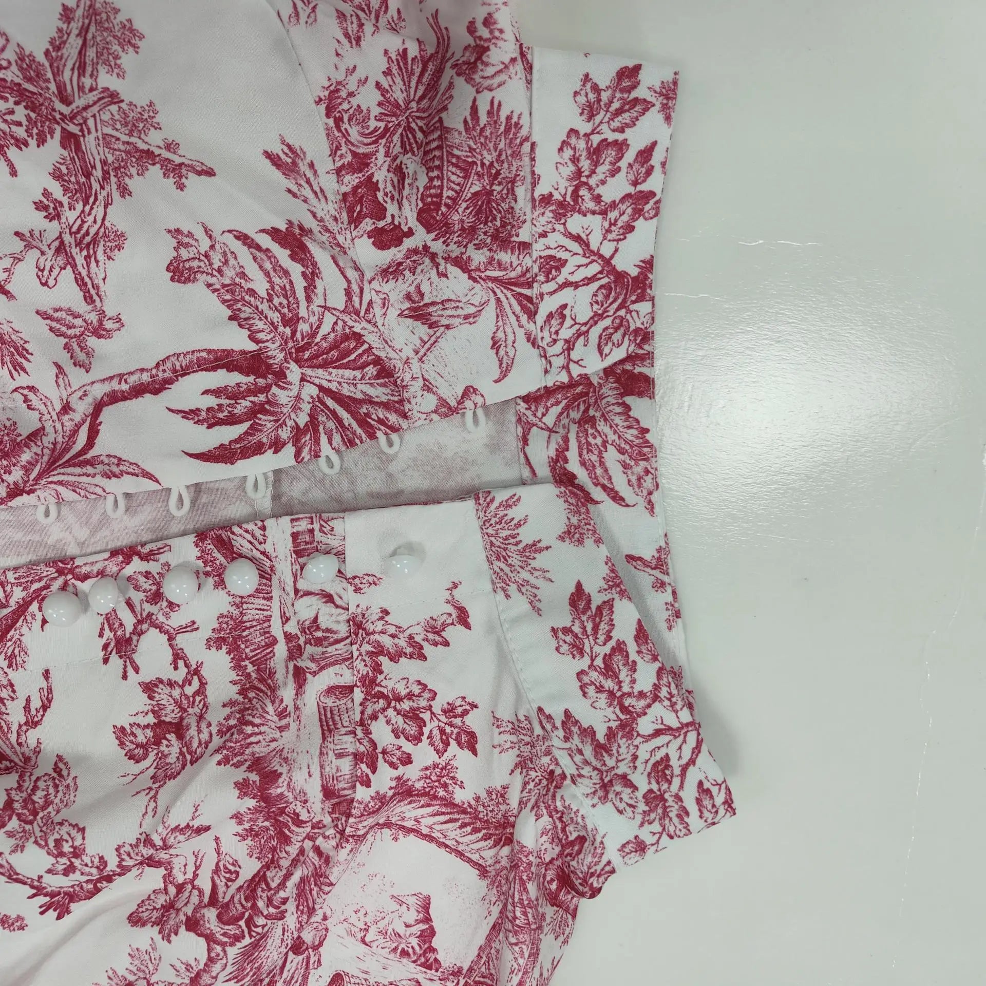 Vintage Printed Lace-Up Shirt Dress For Women Spring Summer Fashion Ruffled Pleated Long Sleeve High Street Women's Mini Dresses