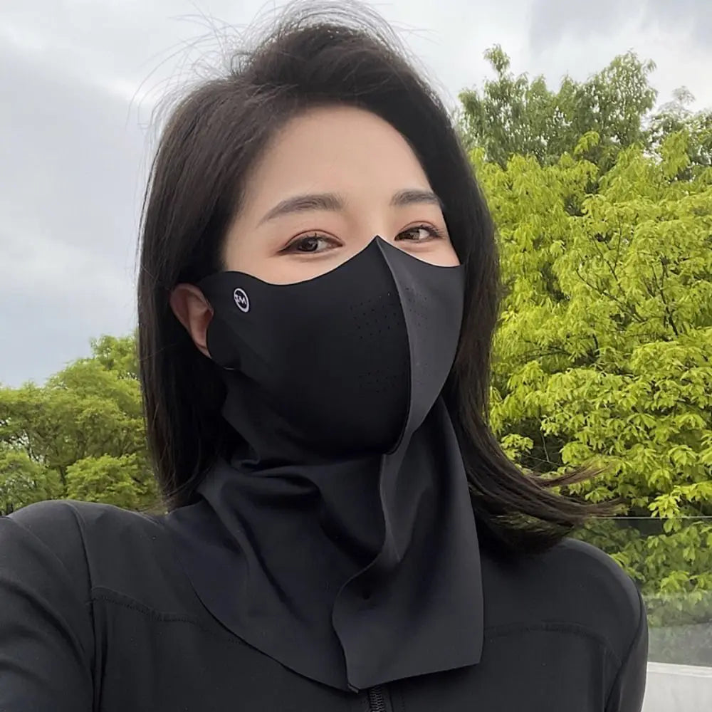 Ice Silk Sun Protection Mask Breathable Dustproof Anti-UV Neck Scarf Summer Outdoor Cycling Cool Sunshade Face Mask UPF50+