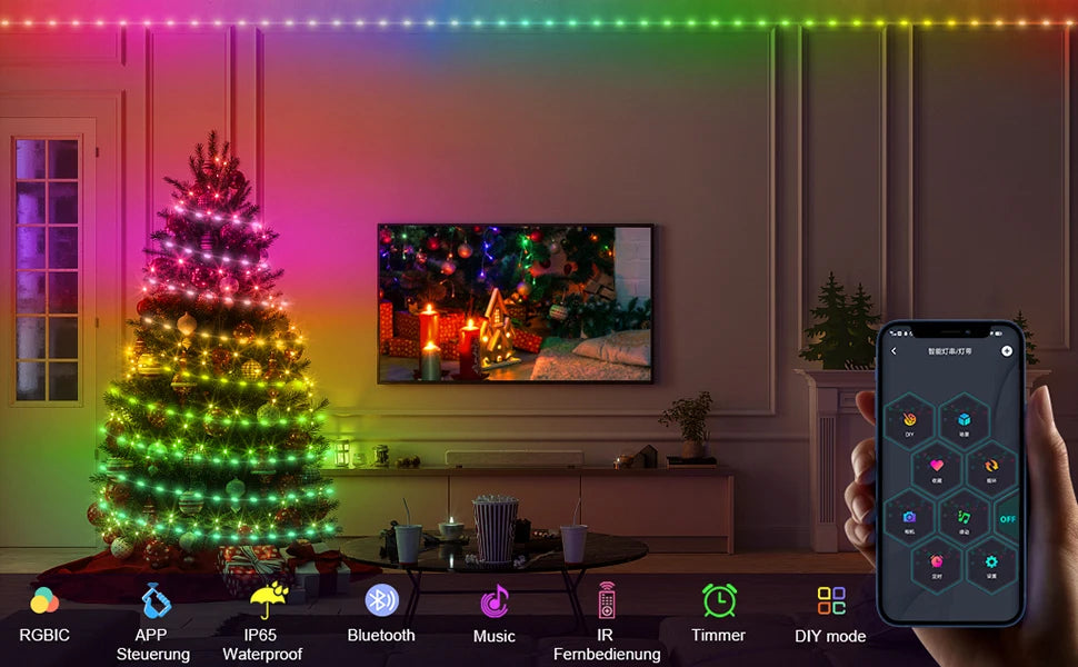 5V USB LED Christmas Light,25/20/10M Garland Fairy Light With Bluetooth APP and Remote control For Xmas Tree Decoration Lighting