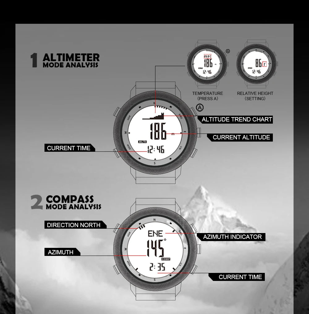 NORTH EDGE Smart Watch For Men Altimeter Barometer Thermometer Compass Military Digital Clock Outdoor Smartwatch Waterproof 50m