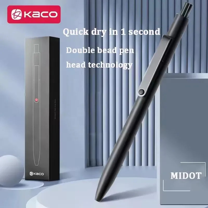 New KACO Midot Gel Ink Rollerball Smooth Writing Pen,0.5mm Fine Point Black ink Metal Clip Large Capacity KEFILL Refills Pens
