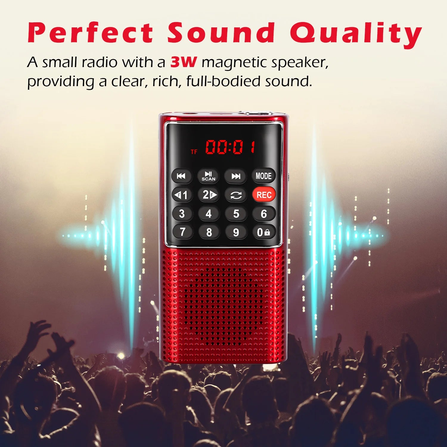 Hot Portable FM Mini Radio Built-in Speaker Recorder Rechargeable Battery Long Standby Strong Signal Handheld MP3 Walkman Radios