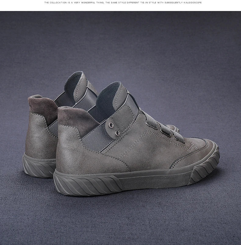 Retro High Top Men's Shoes Luxury Leather Casual Shoes Men British style Ankle Boots Comfortable Soft Men Sneakers New Moccasins