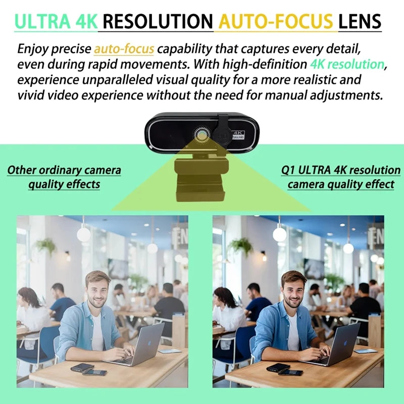 4K HD Mini Webcam With Microphone 2K Full HD Webcam 30fps Autofocus USB Web Cam For Auto Focus PC Laptop Video Shooting Camera