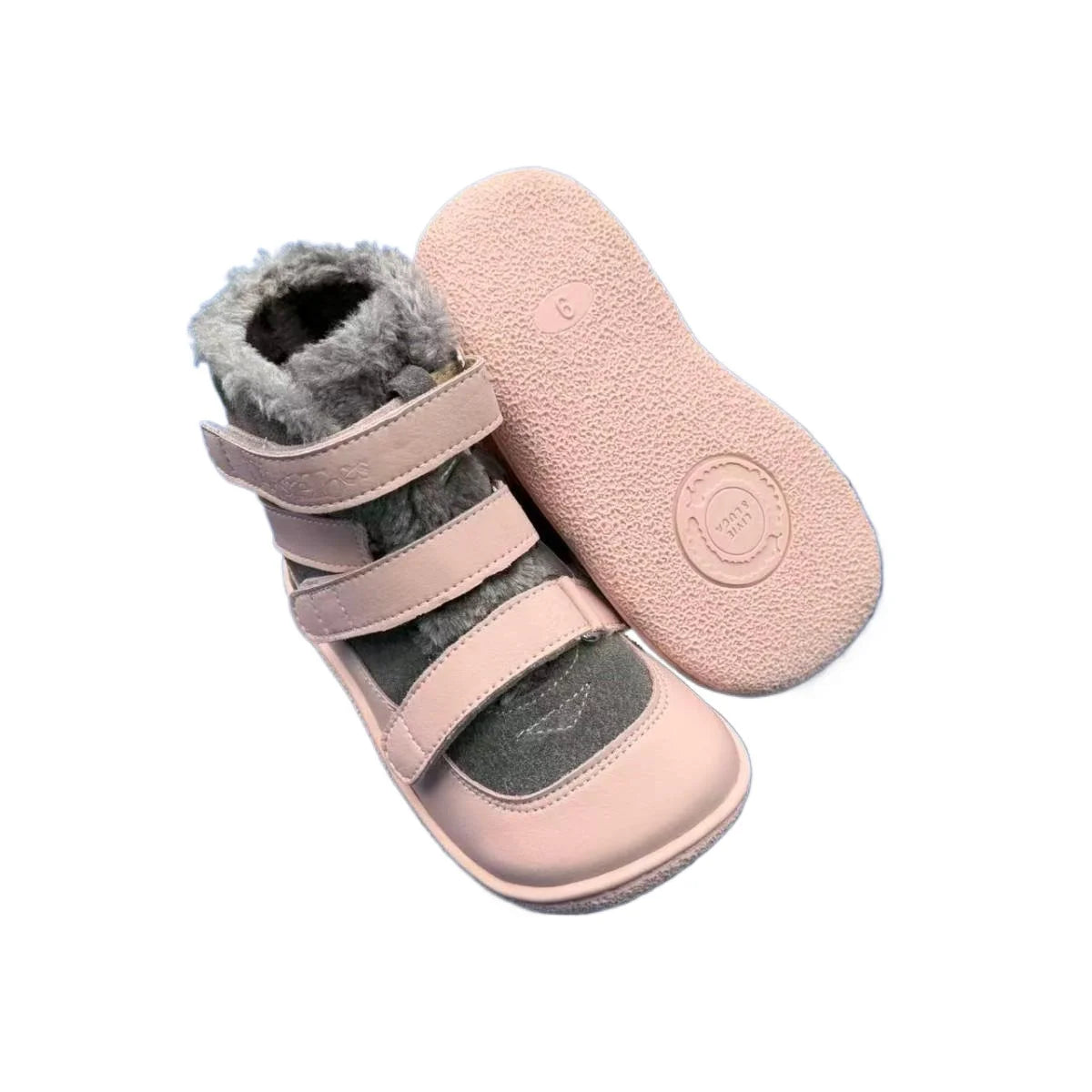 TipsieToes Top Brand Barefoot Genuine Leather Baby Toddler Girl Boy Kids Shoes For Fashion Winter Snow Boots 3 Straps Fur Inside