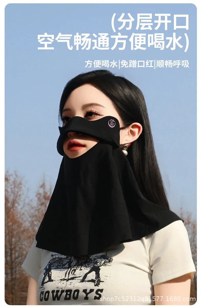 1PC 3D Ice Silk UPF50+ UV Protection Face Mask for Women Autumn Outdoor Cycling Hiking 360° Face Neck Cover Cool Balaclava Scarf