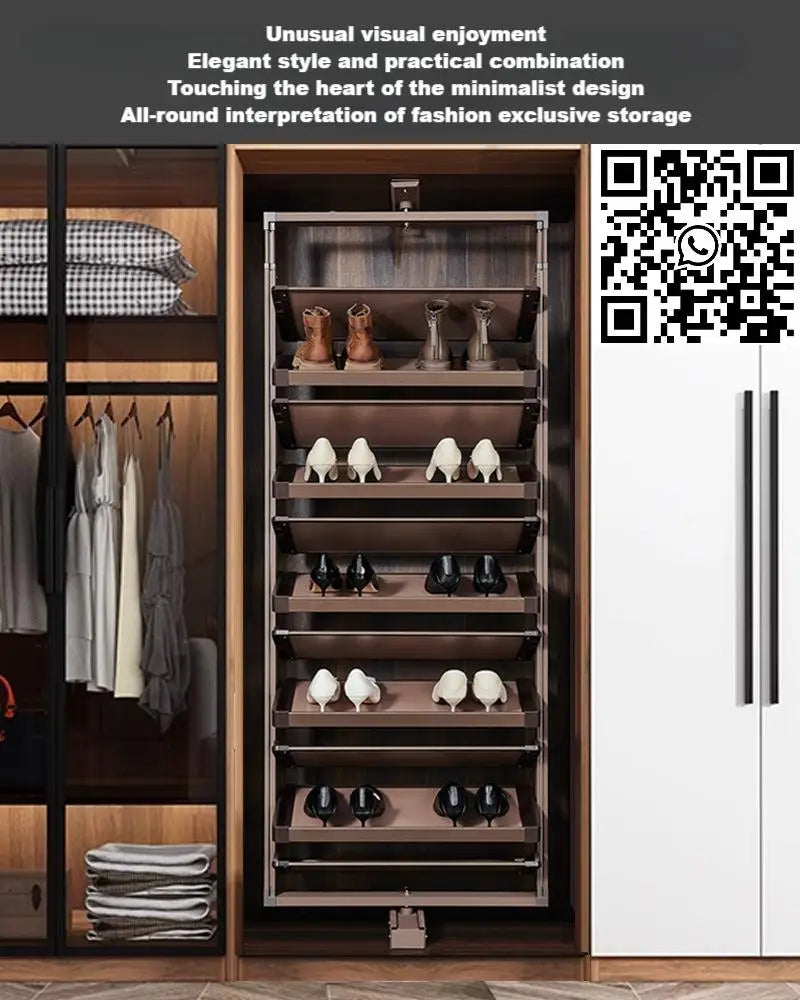 Space Saving 360° Rotating Shoe Rack,  Multi-layer Shoe Holder Storage Organizer, Built-in Height Adjustable Shoe Cabinet Closet