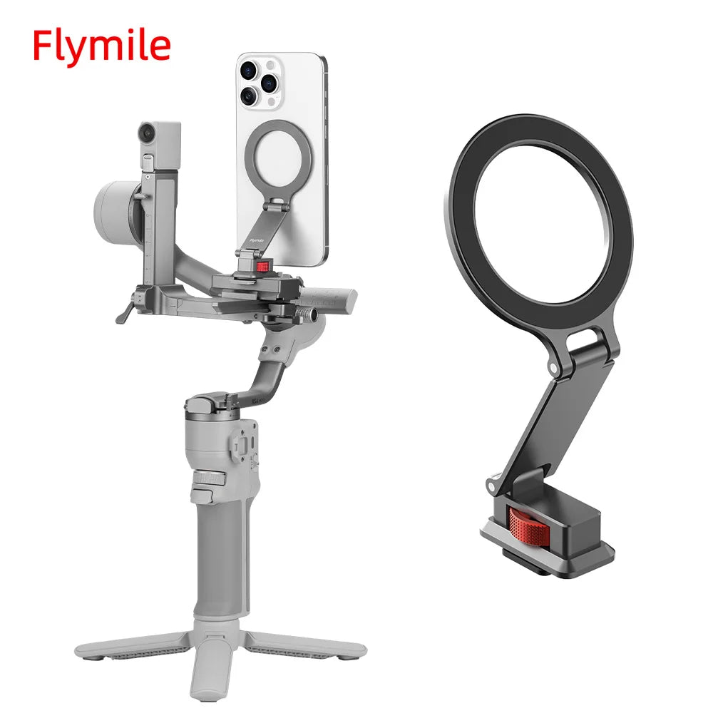 Flymile Adapter Clamp Cold Shoe Mount for DJI RS 4 Mini Magnetic Phone Holder With Cold Shoe Accessoise Compatible With Magsafe
