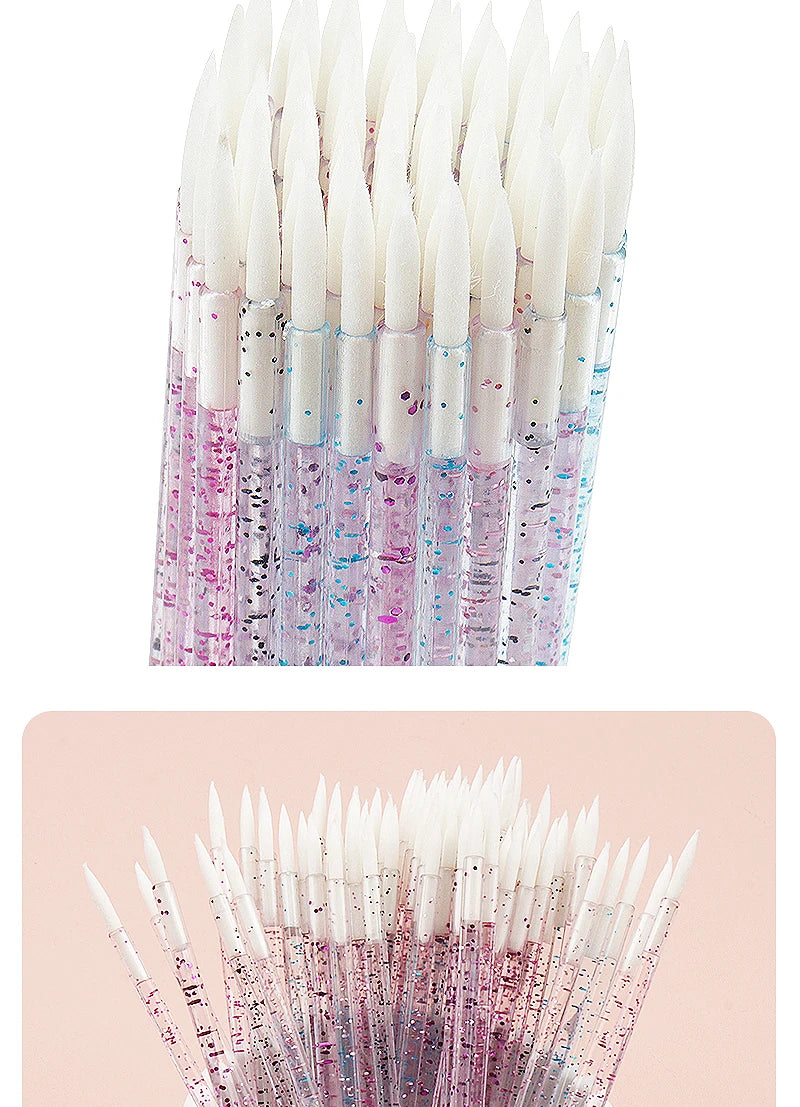 50pc Disposable Eyeliner Makeup Brush Crystal Handle Soft Fiber Lip Line Outline Brush Eyeshadow Blending Applicator Beauty Tool