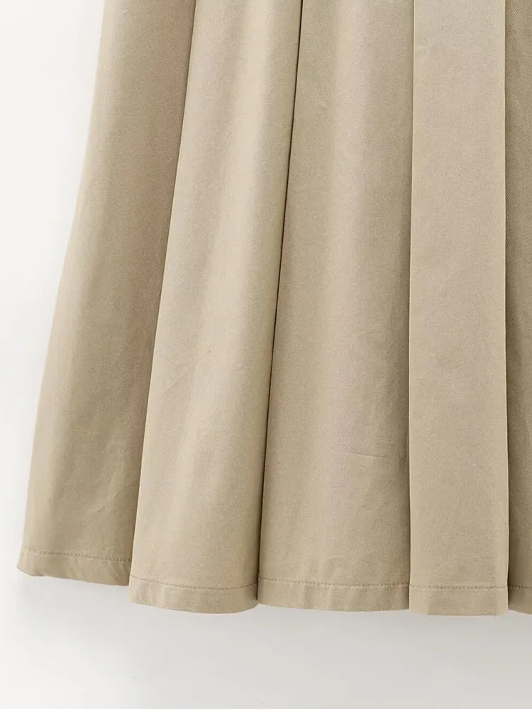 Women Summer MIDI Dress 2025 Fashion Patchwork O-Neck Belt Sleeveless Female Elegant Street Pleated Dresses Clothing