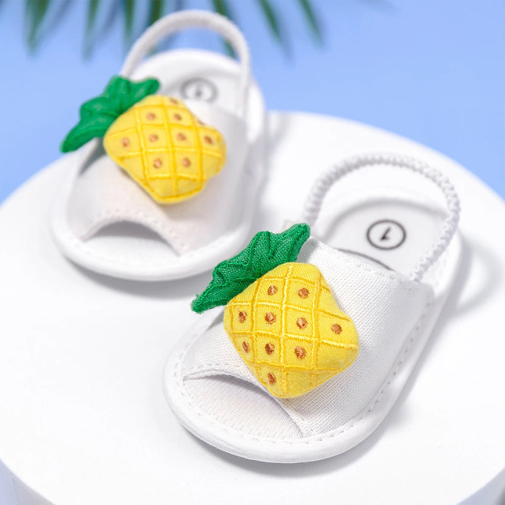 Meckior Summer Sandals Baby Boy Girl Shoes Fluff Baby Girl Slipper Animals Flower Anti-Slip First Walkers Crib Shoes