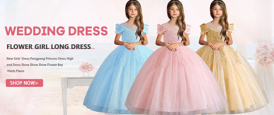 Girls' Long sleeved Princess Dress 4-12 Years Old Sequin Embroidered Bunny Dress Banquet Gorgeous High end Evening Dress