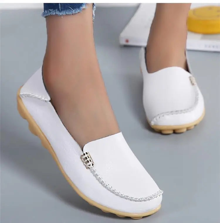 Women Flats Genuine Leather Casual Shoes Woman Moccasins Women's Loafers Nurse Shoe Slip On Shoes Women Plus Size Ballerinas