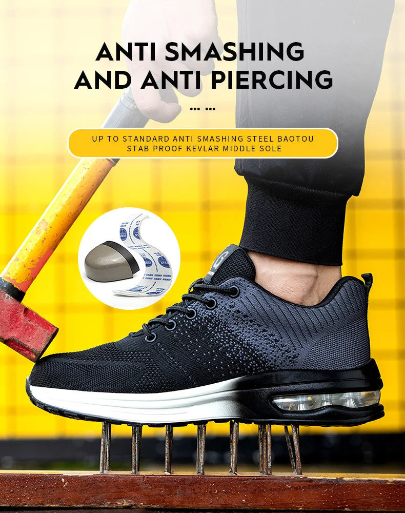 Safety Shoes Men Women Work Safety Boots Steel Toe Shoe Puncture Proof Air Cushion Work Sneakers Light Fashion Work Shoes Unisex