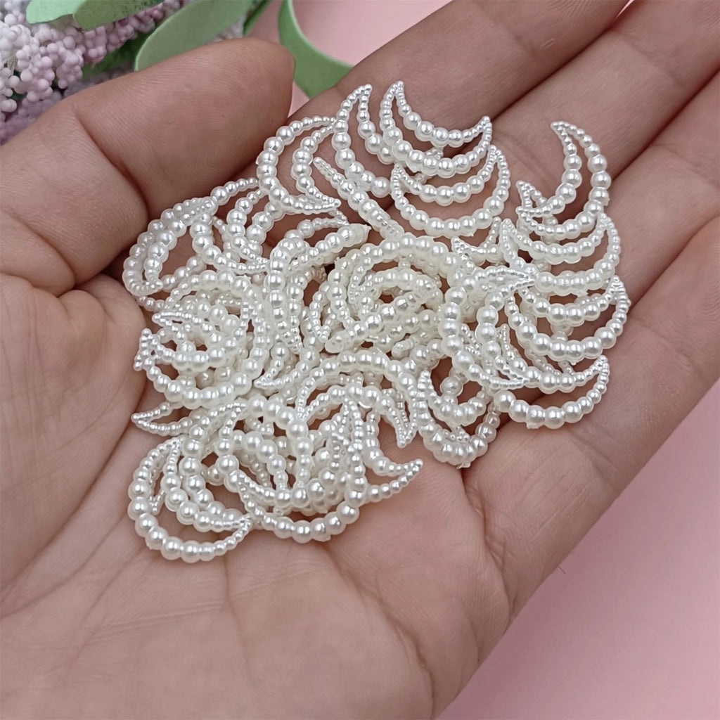 8-15mm 40pcs/pack Imitation Pearl Hollow Heart Star Flower Beads For Jewelry Making DIY Crafts Hairpin Material
