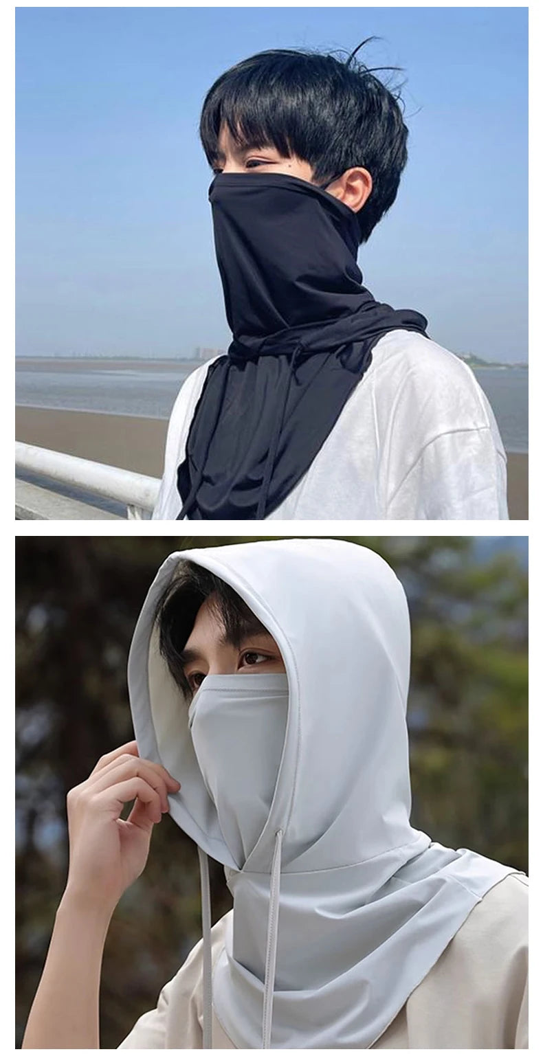 2Pcs Breathable Full Head Mask and Arm sleeve Set Unisex Summer Cooling Long Balaclava Face Mask Neck Cover for Cycling Fishing