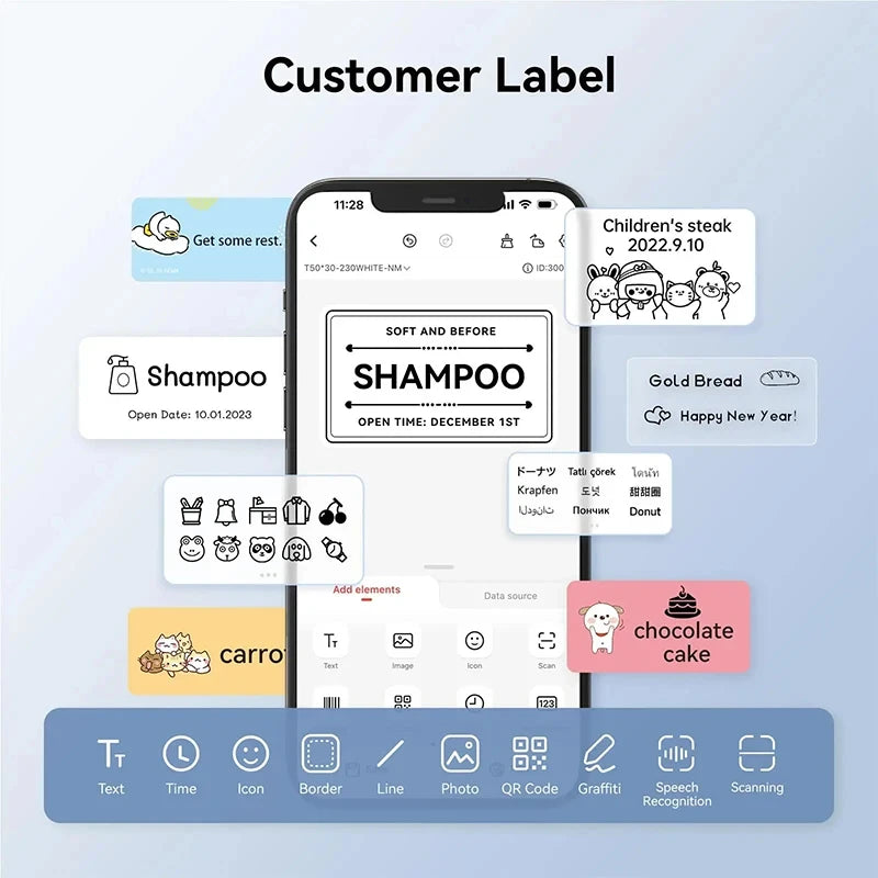 NiiMbot B1 B21 Mini Thermal Portable Label Printer 1/10Rolls Barcode Sticker Self-adhesive Printing Labeling Machine Tag Price
