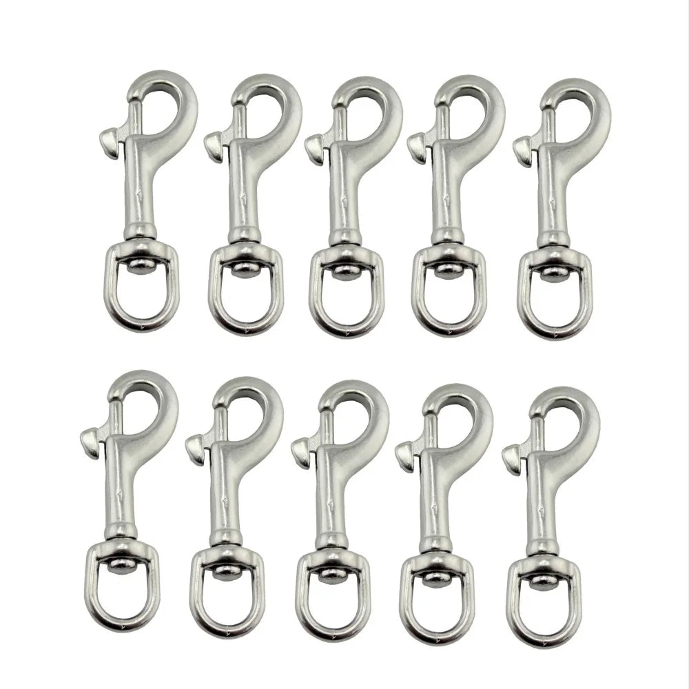 10 Pieces Stainless Steel 316 Oval Single End Swivel Eye Bolt Snap Hook 65mm 72mm For Dog Leash Sucba Diving