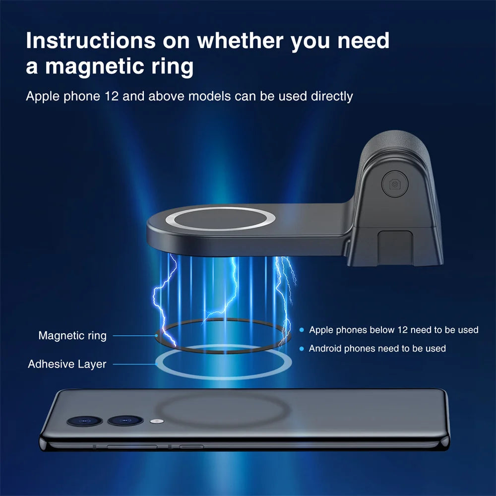 Magnetic CapGrip Magsafe Phone Grip Camera Phone Holder Handheld Selfie Booster w Bluetooth Remote 1/4 Screw for iPhone Android