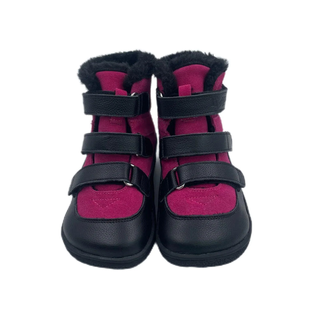 TipsieToes Top Brand Barefoot Genuine Leather Baby Toddler Girl Boy Kids Shoes For Fashion Winter Snow Boots 3 Straps Fur Inside