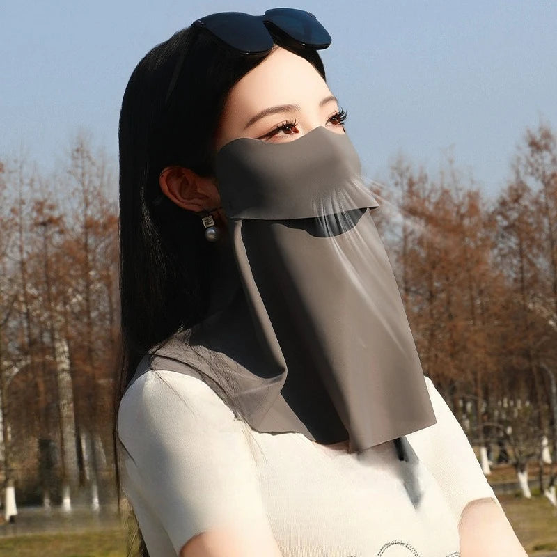 1PC 3D Ice Silk UPF50+ UV Protection Face Mask for Women Autumn Outdoor Cycling Hiking 360° Face Neck Cover Cool Balaclava Scarf