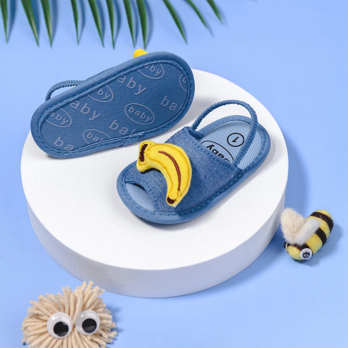 Meckior Summer Sandals Baby Boy Girl Shoes Fluff Baby Girl Slipper Animals Flower Anti-Slip First Walkers Crib Shoes