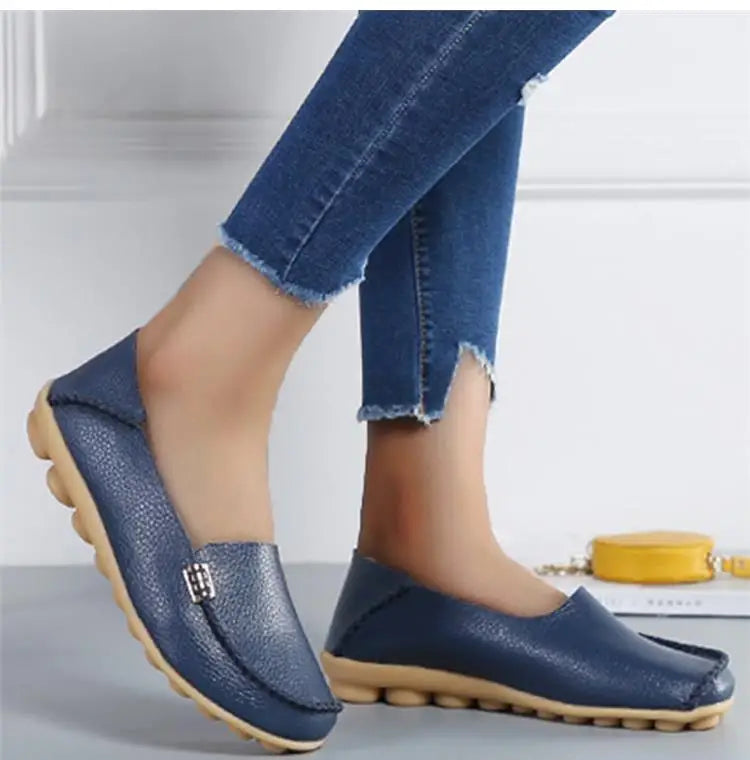 Women Flats Genuine Leather Casual Shoes Woman Moccasins Women's Loafers Nurse Shoe Slip On Shoes Women Plus Size Ballerinas
