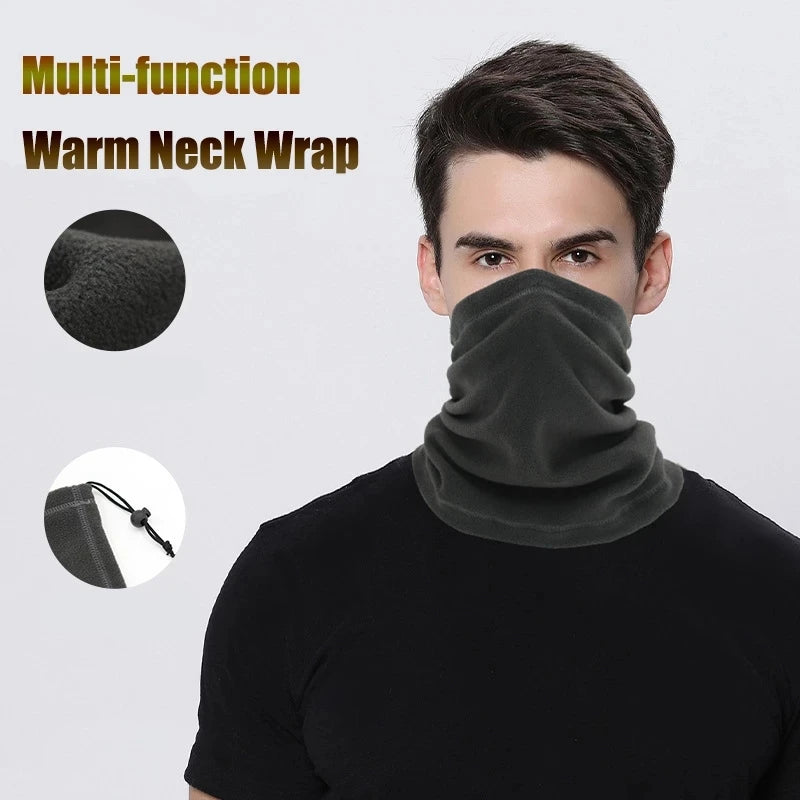 Winter Neck Warmer Cycling Scarf Face Mask Neckerchief Drawstring Polar Fleece Skiing Men Women Hiking Kerchief Camping Sports