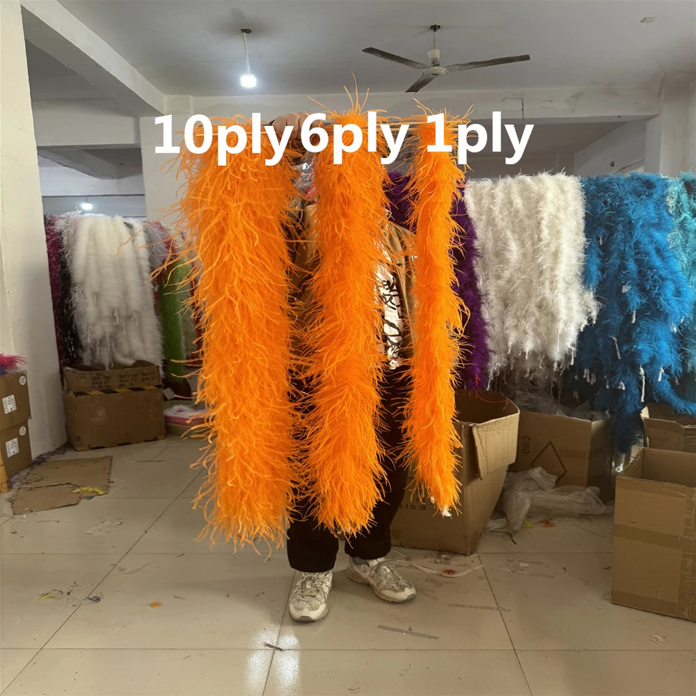 2M Royal blue Natural Ostrich Long Feathers Boa Decoration for Party Wedding Dress Shawl Clothes Sewing Accessories Crafts Plume