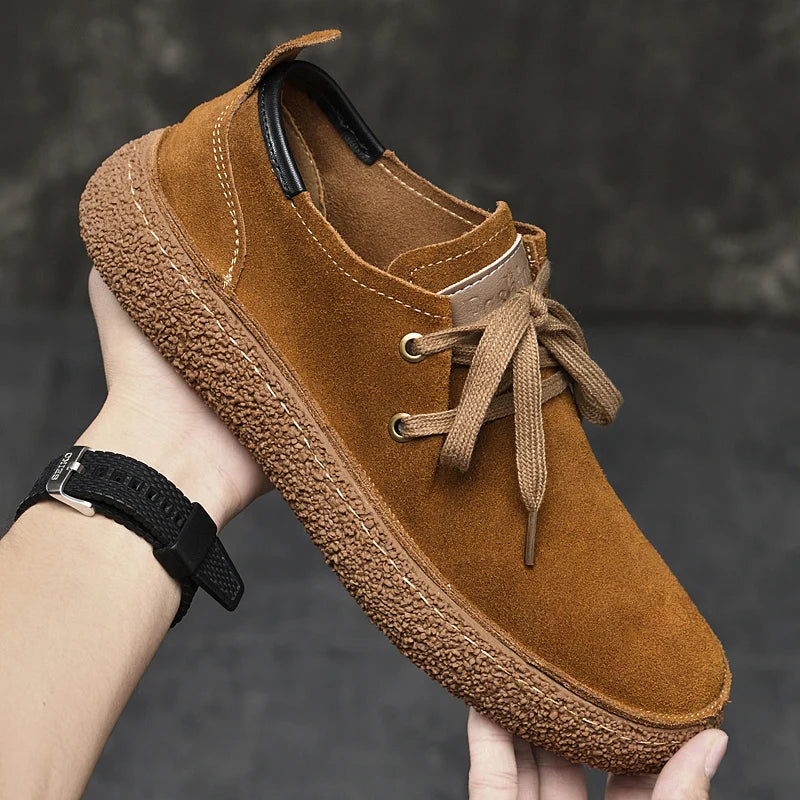 2025 Men's Fashion Leather Shoes High Gloss Suede Autumn Winter Business Casual Shoes Soft Lining Comfortable Shoes Size 38-45