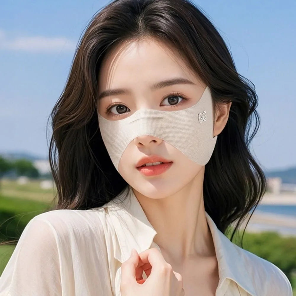 Breathable Elastic Ice Silk Mask UV Protection Sunscreen Veil Golf Face Mask Solid Color Thin Sunscreen Eye Patches Fishing