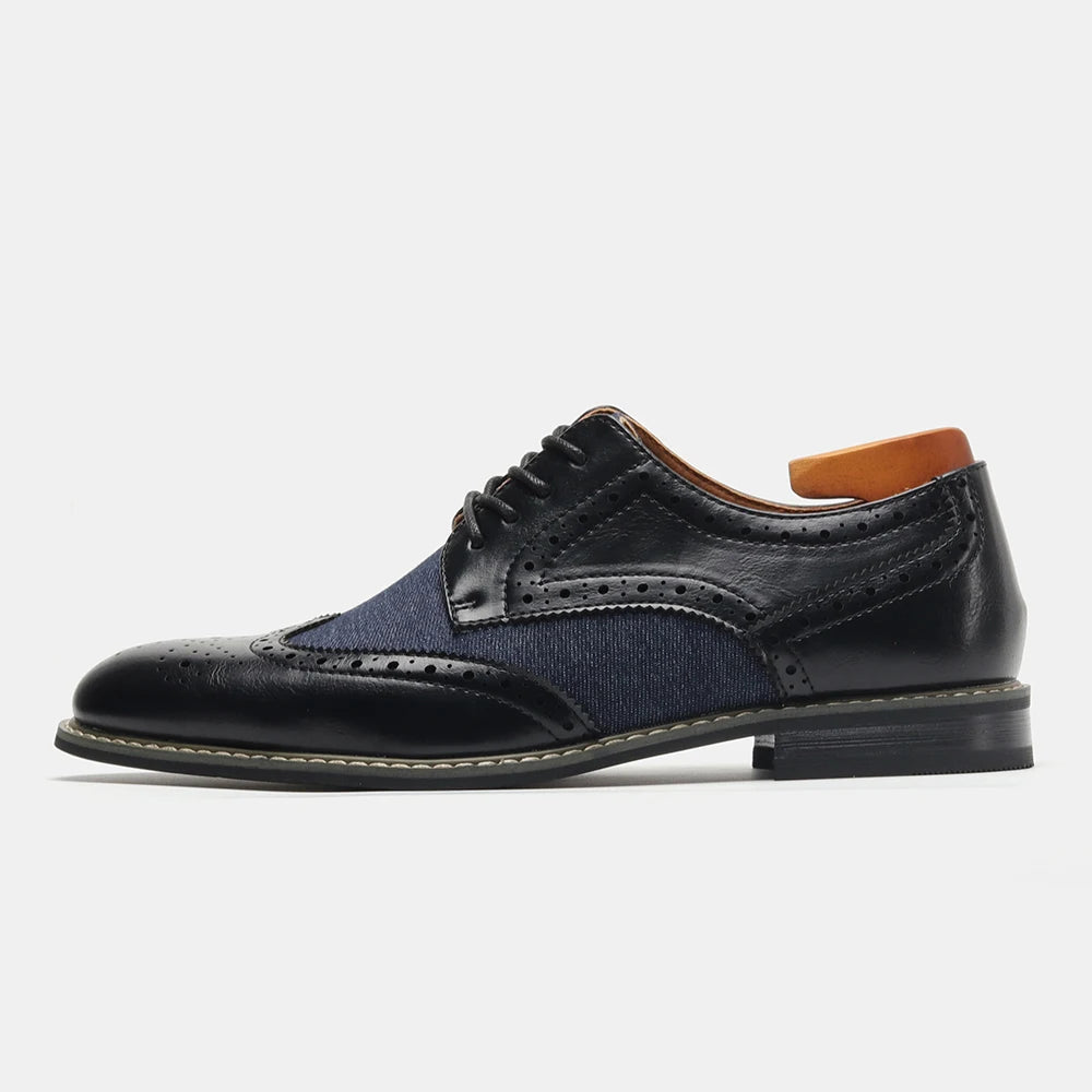 2025 New Brogue Dress Shoes Man Wedding Leather Social Shoe Male