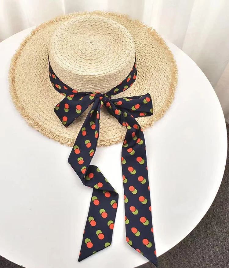 Summer Women Imitation Silk Dress Belt Variety Cute Double Printing Women Neckerchiefs Travel Bag Hats Ribbons Ladies Scarves