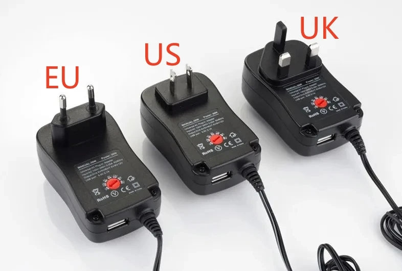 3V 4.5V 5V 6V 7.5V 9V 12V 2A/2.5A AC/DC Adapter US/EU/UK/AU Adjustable Power Adapters USB Universal Charger Switch Power Supply