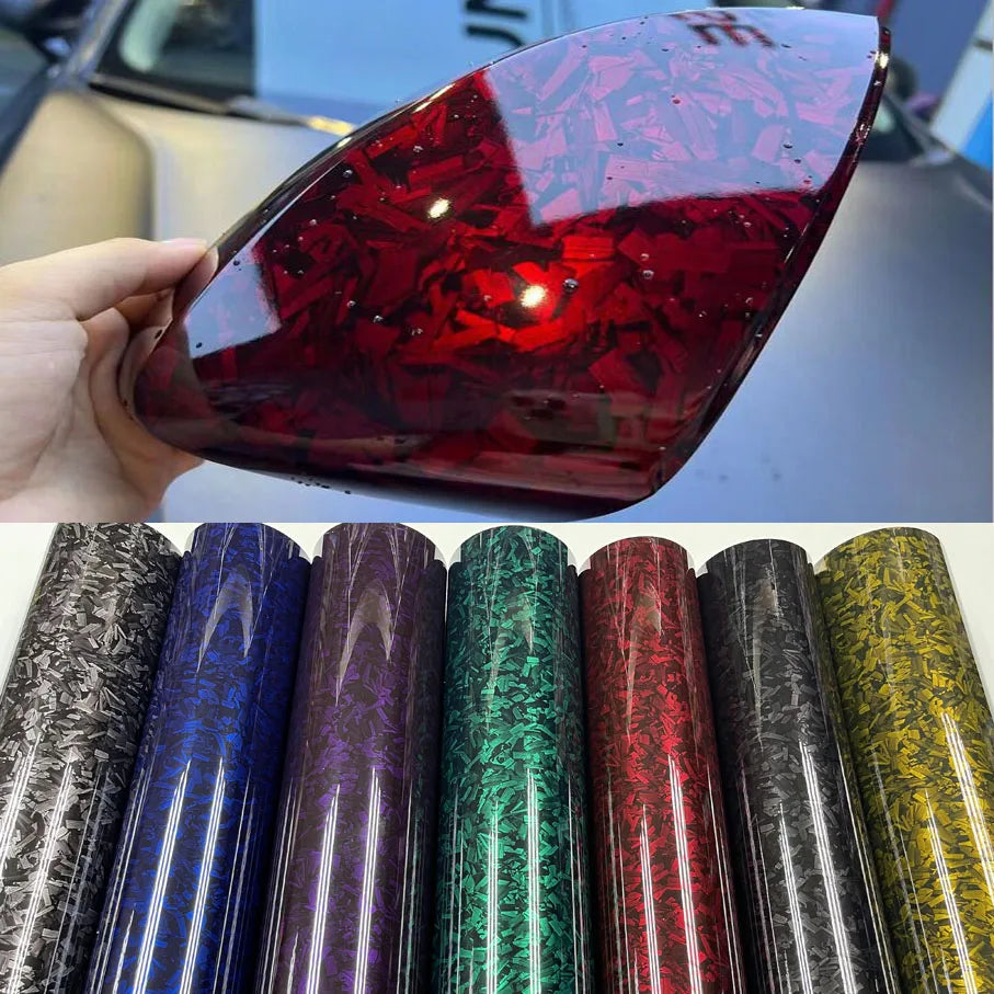 50cm*100cm PET Glossy Carbon Fiber Forged Black blue Red Vinyl Wrap Films Car Motorcycle Self Adhesive Body Film Stickers Auto