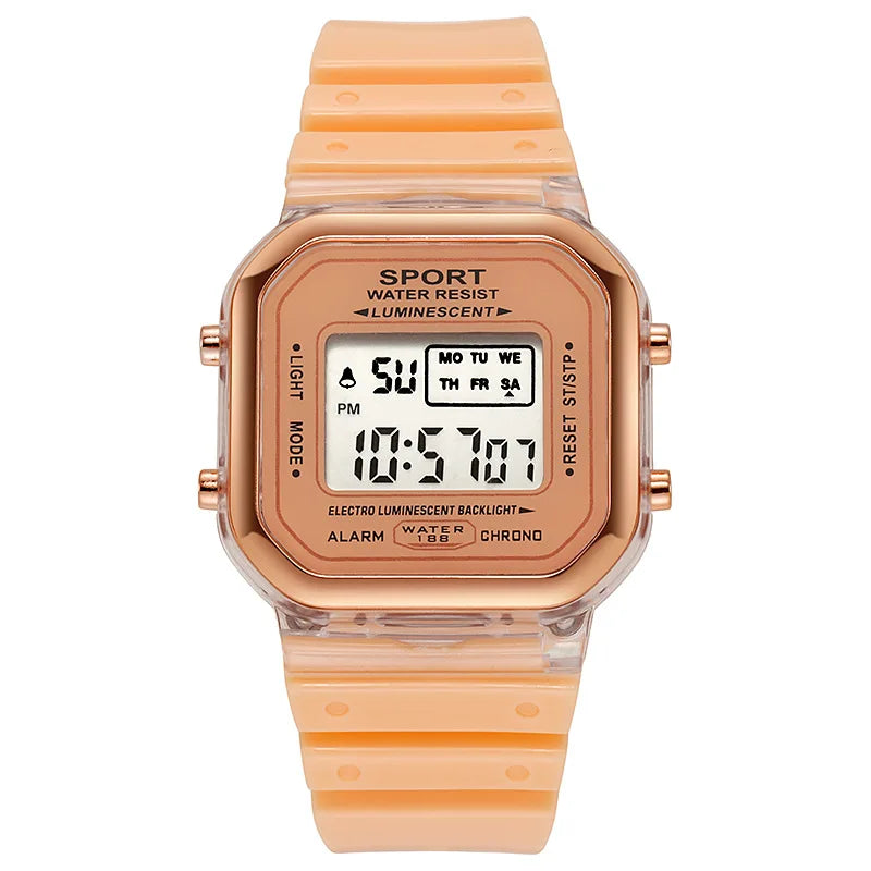 Fashion Brand Student Transparent Electronic Watch Candy Multicolor LED Ladies Sports Waterproof Wirstwatch Clock Gift relógio