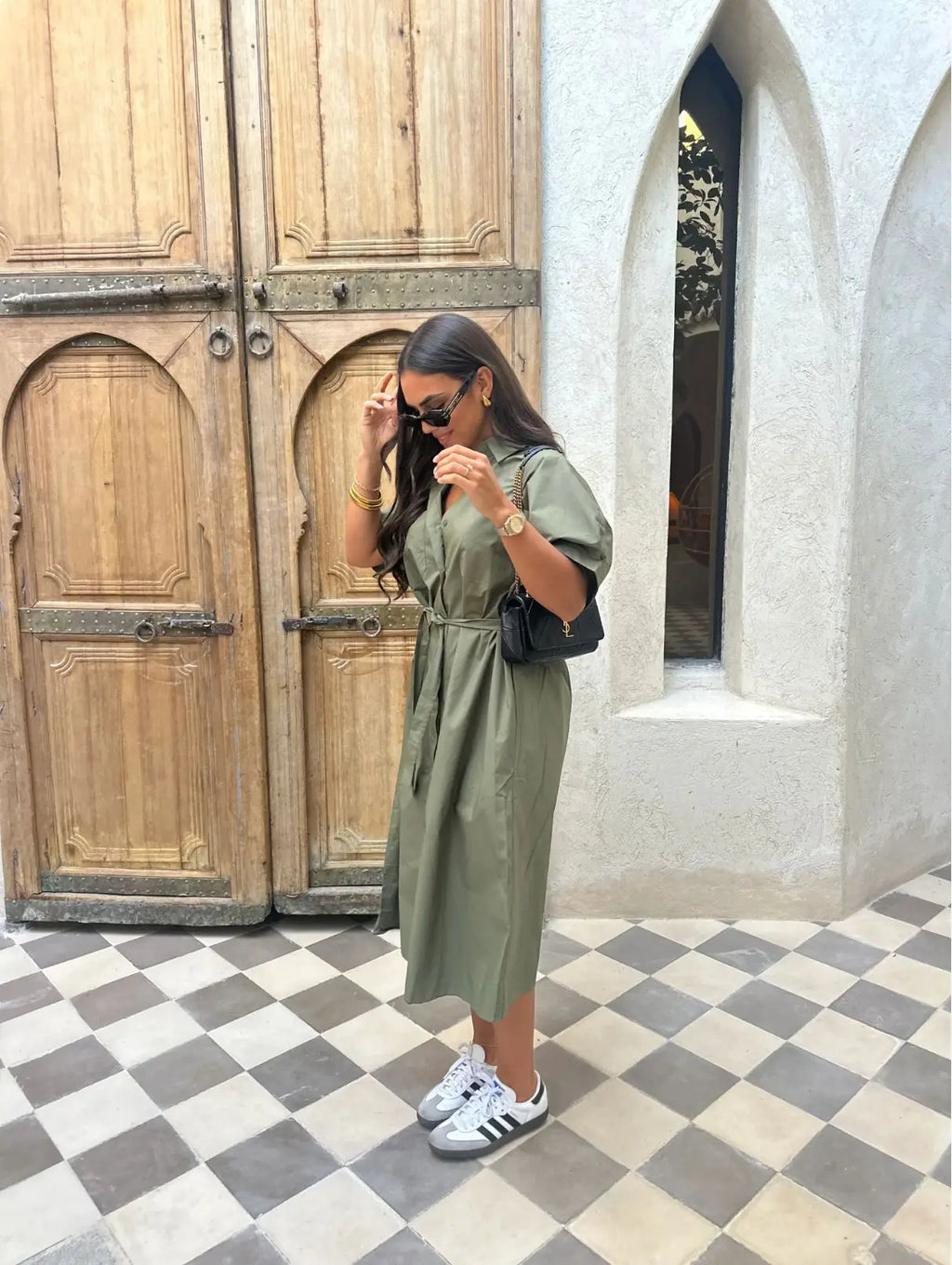Fashion Commuter Long Skirt Office Elegant Lapel Shirt Dress Women Casual Elegant Single-breasted Short-sleeved Party Dress