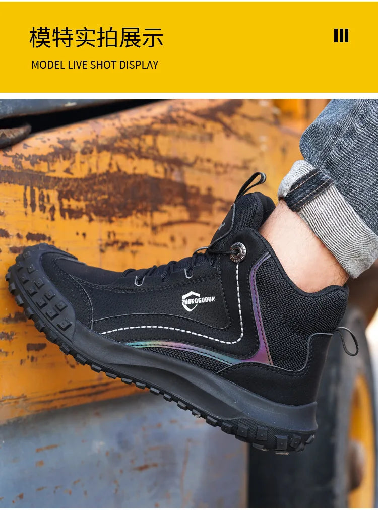 Autumn Winter New Work Safety Boots For Men Designer Work Sneakers Anti-puncture Security Shoes Work Boots Indestructible Shoes
