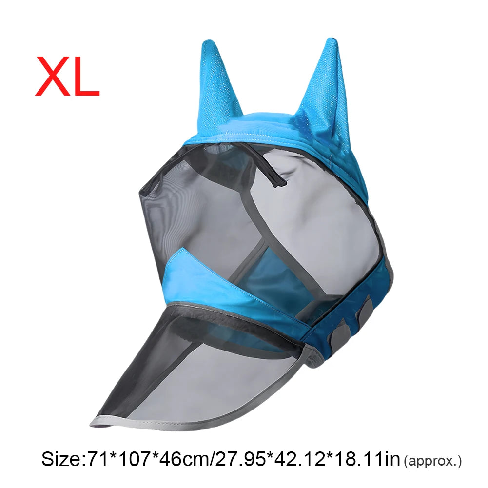 Anti-Mosquito Horse Full Face Protection Anti-Worms Mesh Mask with Nasal Cover Horse Face Mask Horse Riding Equestrian Equipment