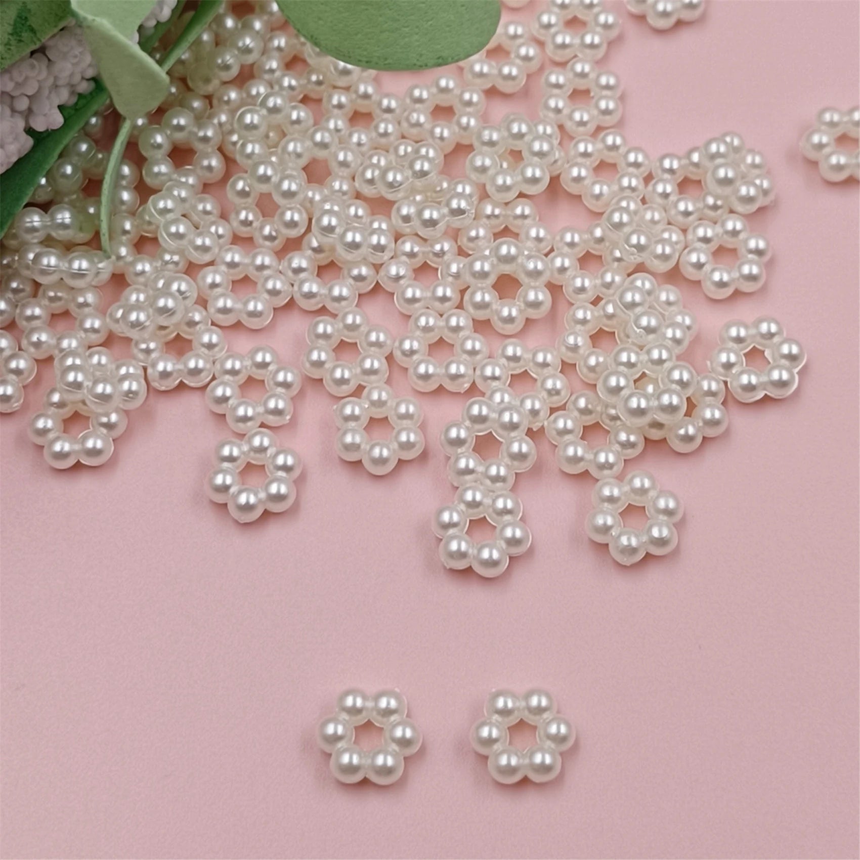 8-15mm 40pcs/pack Imitation Pearl Hollow Heart Star Flower Beads For Jewelry Making DIY Crafts Hairpin Material