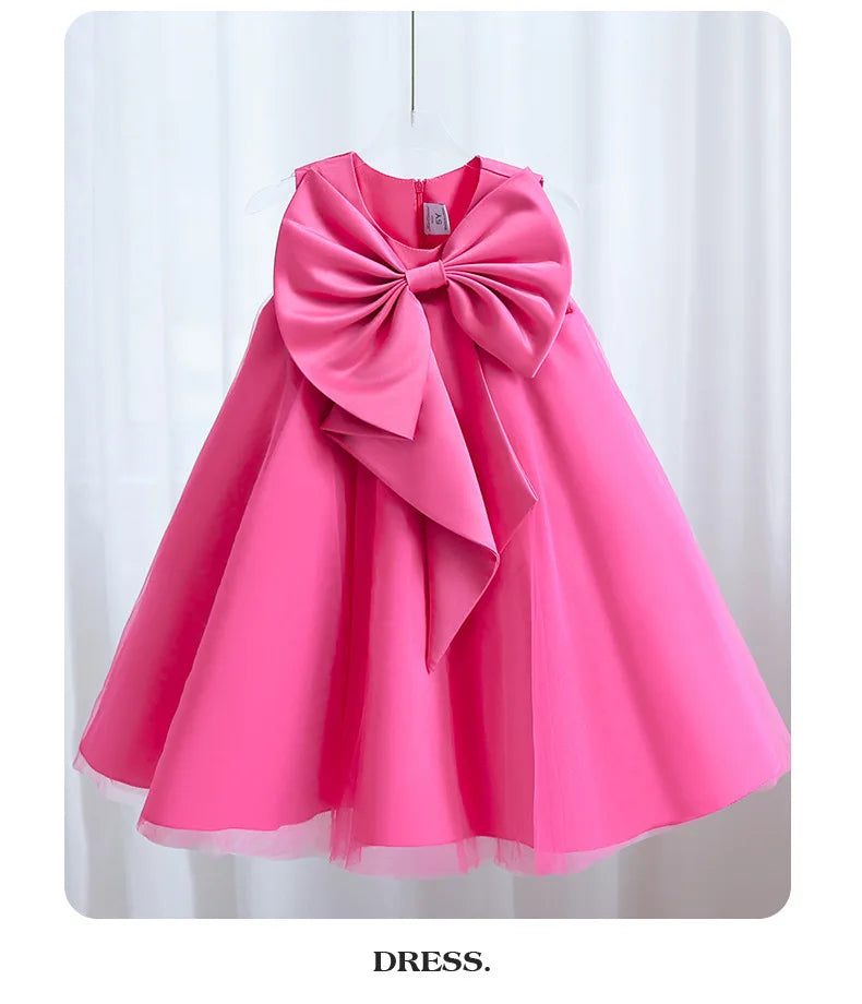 2 3 4 5 6 7 8 Years Summer Girls Dress Sleeveless Bow Elegant Little Princess Dress Piano Performance Costumes New Kids Clothes