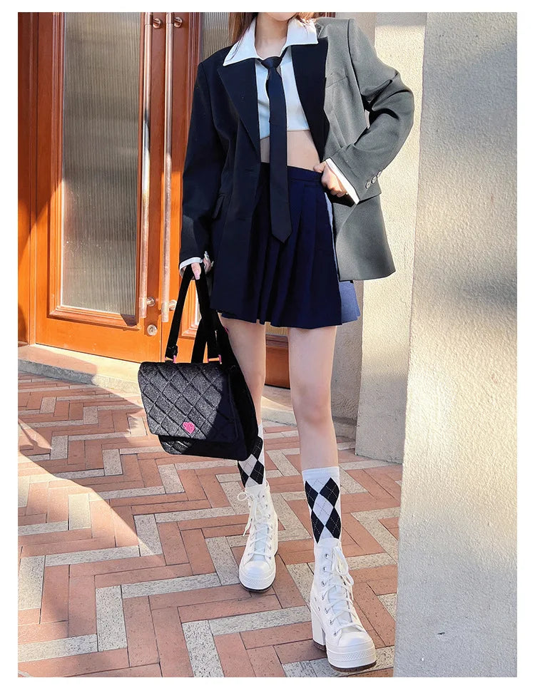 High Top Canvas Shoes Women Thick Platform Sneakers Ladies 7CM Chunk Heels 2024 Designer Street Style Lace-up Casual Shoes Mujer