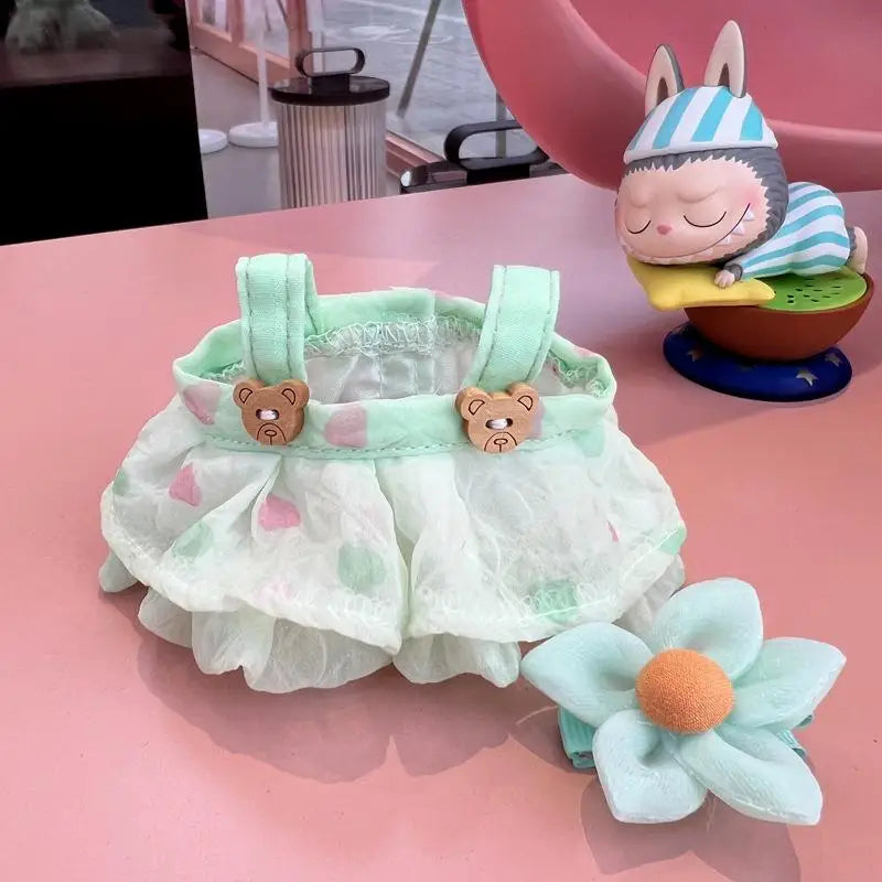 17cm Cute Mini Plush Doll'S Clothes Outfit Accessories For Labubu II Idol Dolls Flower fairy wedding dress Clothing DIY Kid Gift