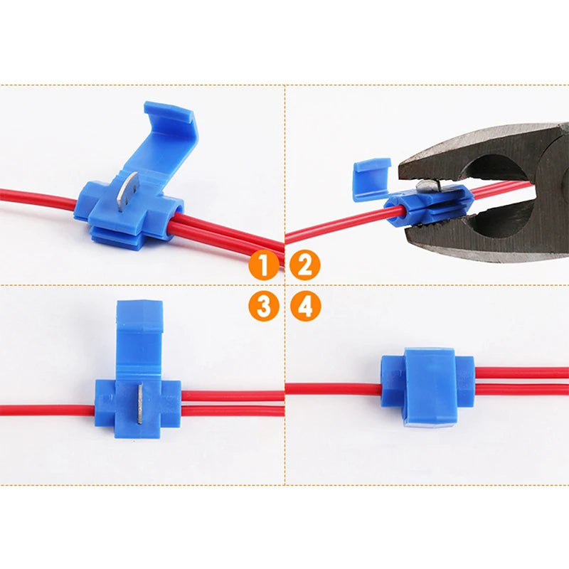 A pack of Scotch Lock Electric Wire Cable Connectors Quick Splice Terminal Crimp Non Destructive Without Breaking Line AWG 22-18
