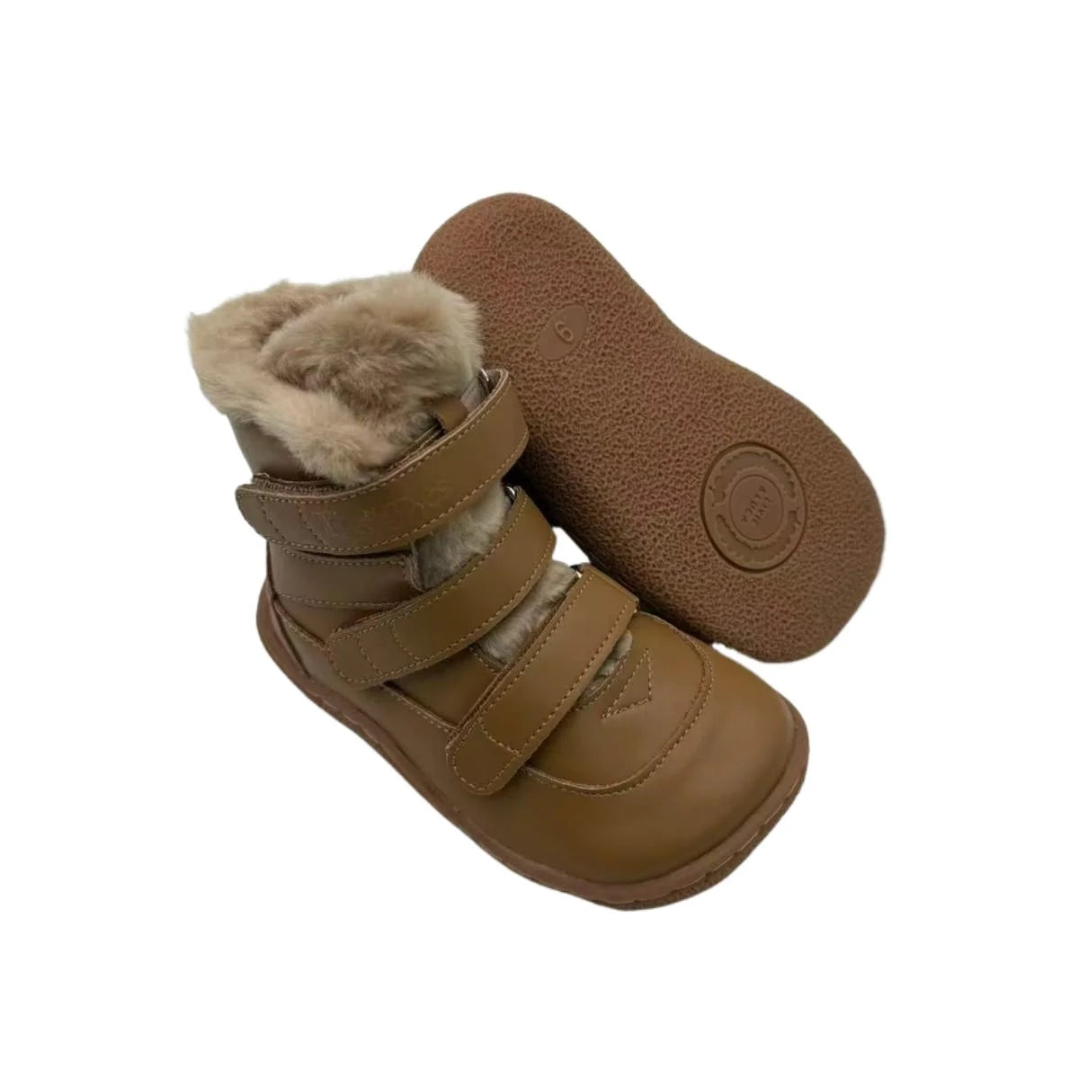 TipsieToes Top Brand Barefoot Genuine Leather Baby Toddler Girl Boy Kids Shoes For Fashion Winter Snow Boots 3 Straps Fur Inside