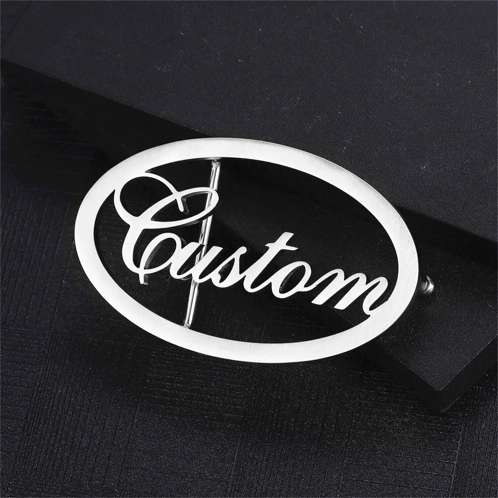 Mens Name Belt Buckle Personalized Jewelry Fashion Dress Belt for Dad Husband Gift Custom Letter LOGO Unisex Belt Buckle