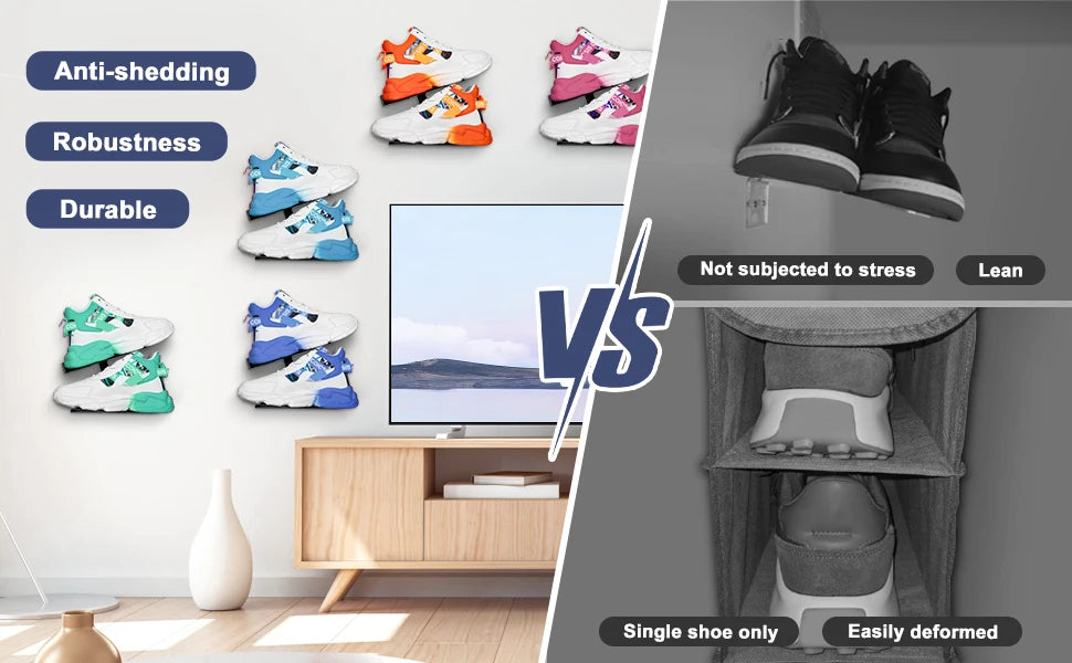 H-shaped Shoe Rack Wall Mounted, Floating Shoe Display Shelves, Sneaker Holders for Shoe Collectors & Advertising Exhibition